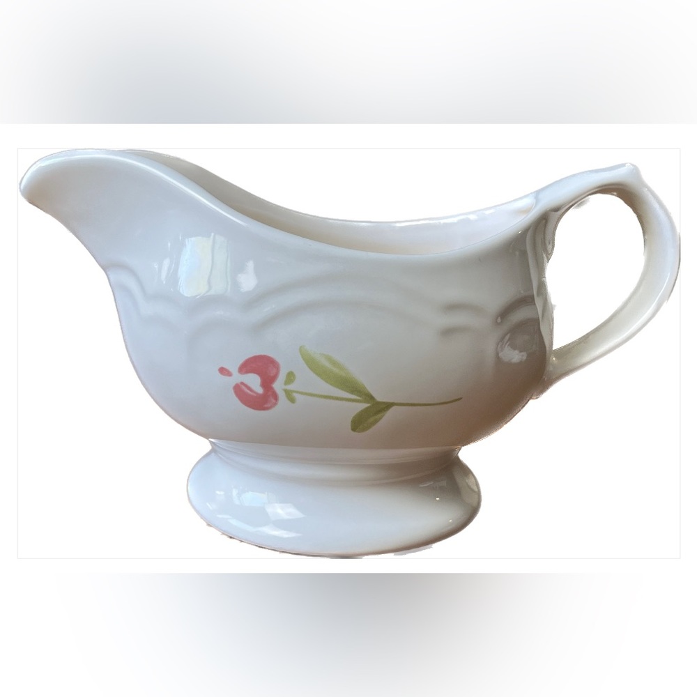 Vintage Pfaltzgraff Pink/Green floral DECAL Gravy Server 436